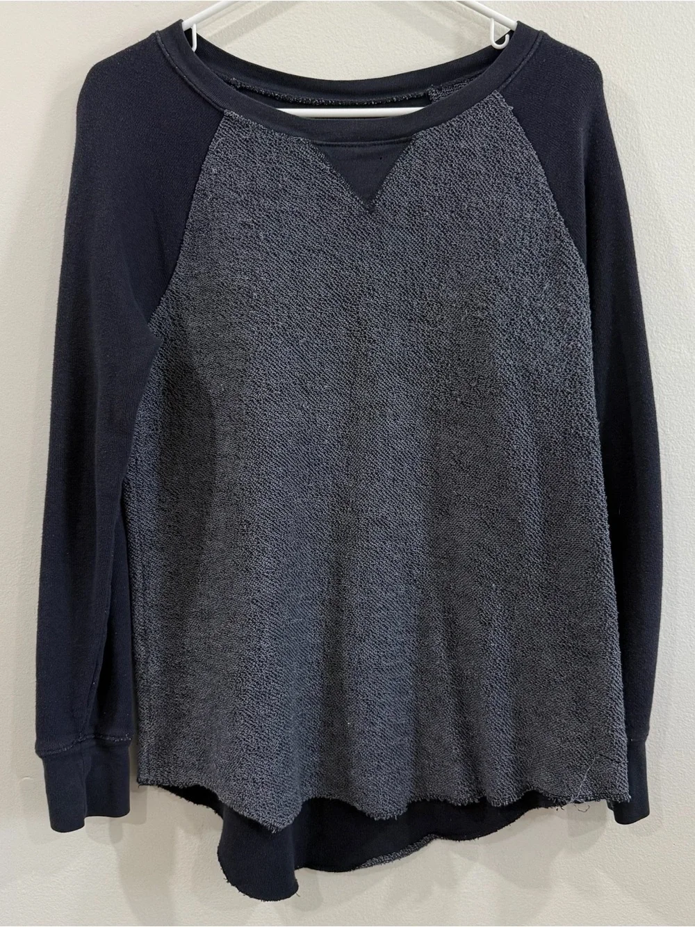 American Eagle Outfitters Two-Tone Black & Charcoal Crewneck Sweater